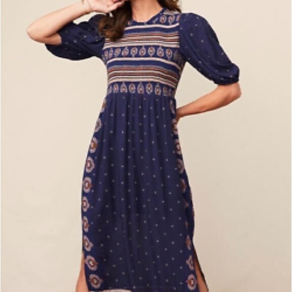 Navy Blue Patterned Dress